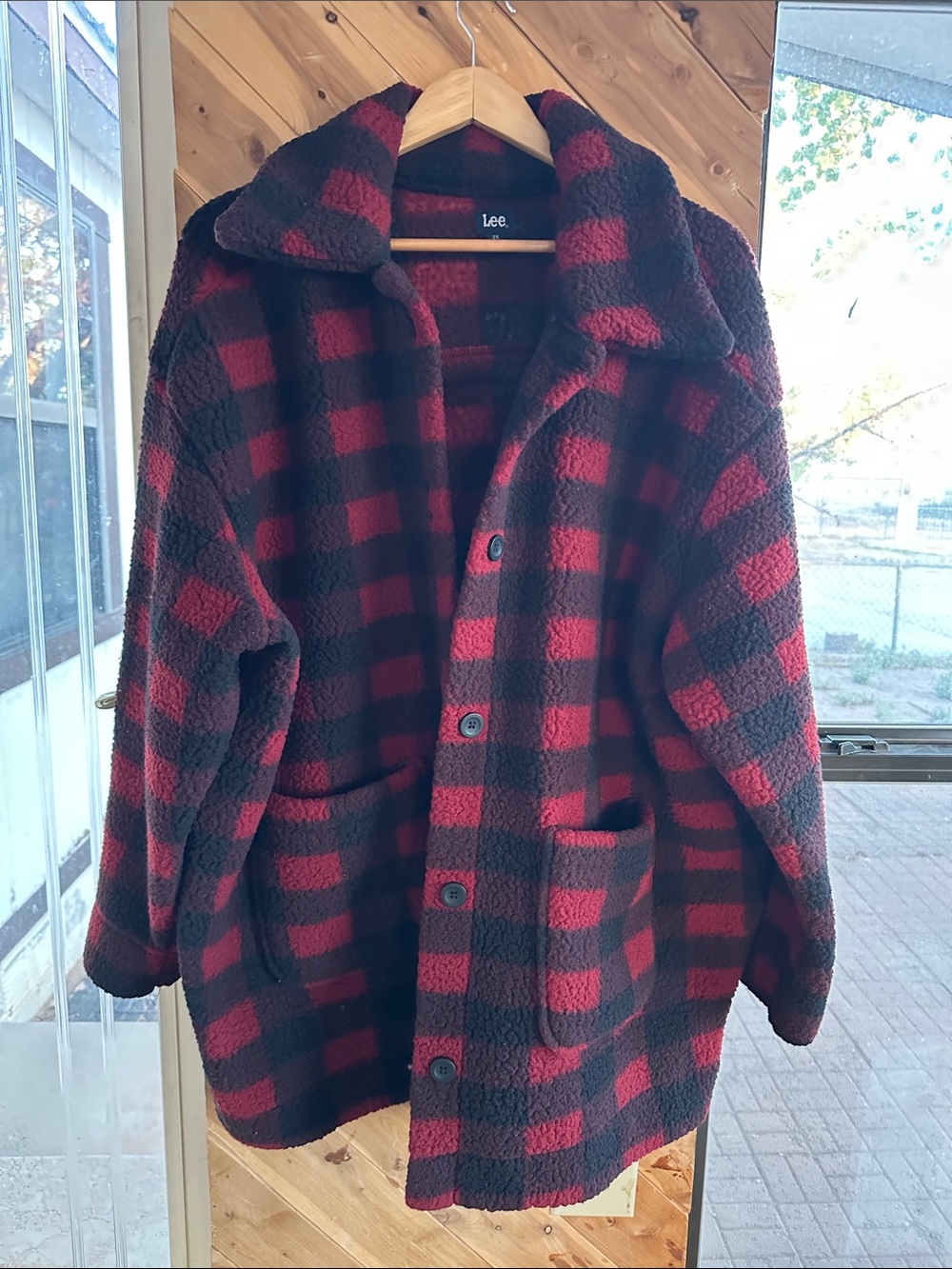 Lee Red and Black Buffalo Plaid Sherpa Coat